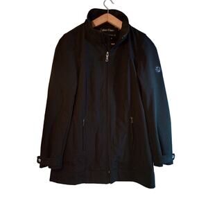 Calvin Klein Womens Black Full Zip Fleece Lined Stretch Jacket Size S Coat